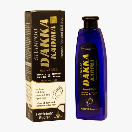 [DK1554] شامبو خاص للشعر المعالج بالبروتين و المصبوغ مدعم بفيتامين B5+B6 و العسل بعطر سر الانوثة، خالي من الملح و البارابين و السلفات و الملونات - 540 مل