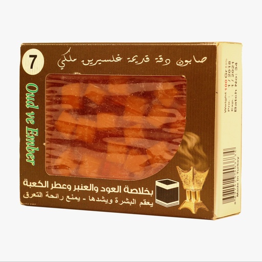 [DK1232] صابون جلسرين بالعود و العنبر و عطر الكعبة - 100 جرام